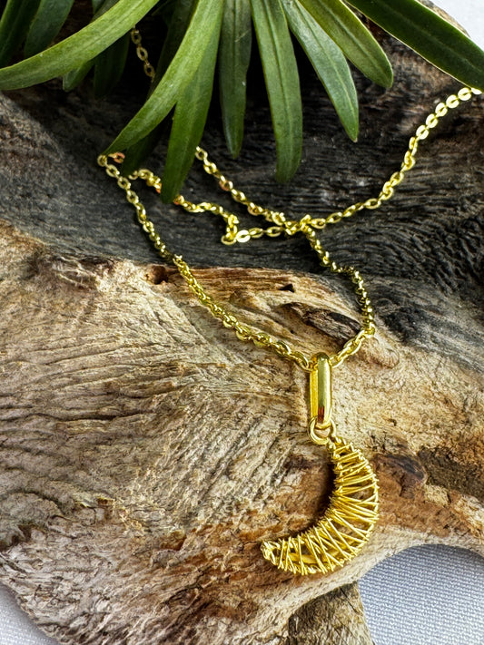 Wrapped Crescent Necklace Gold
