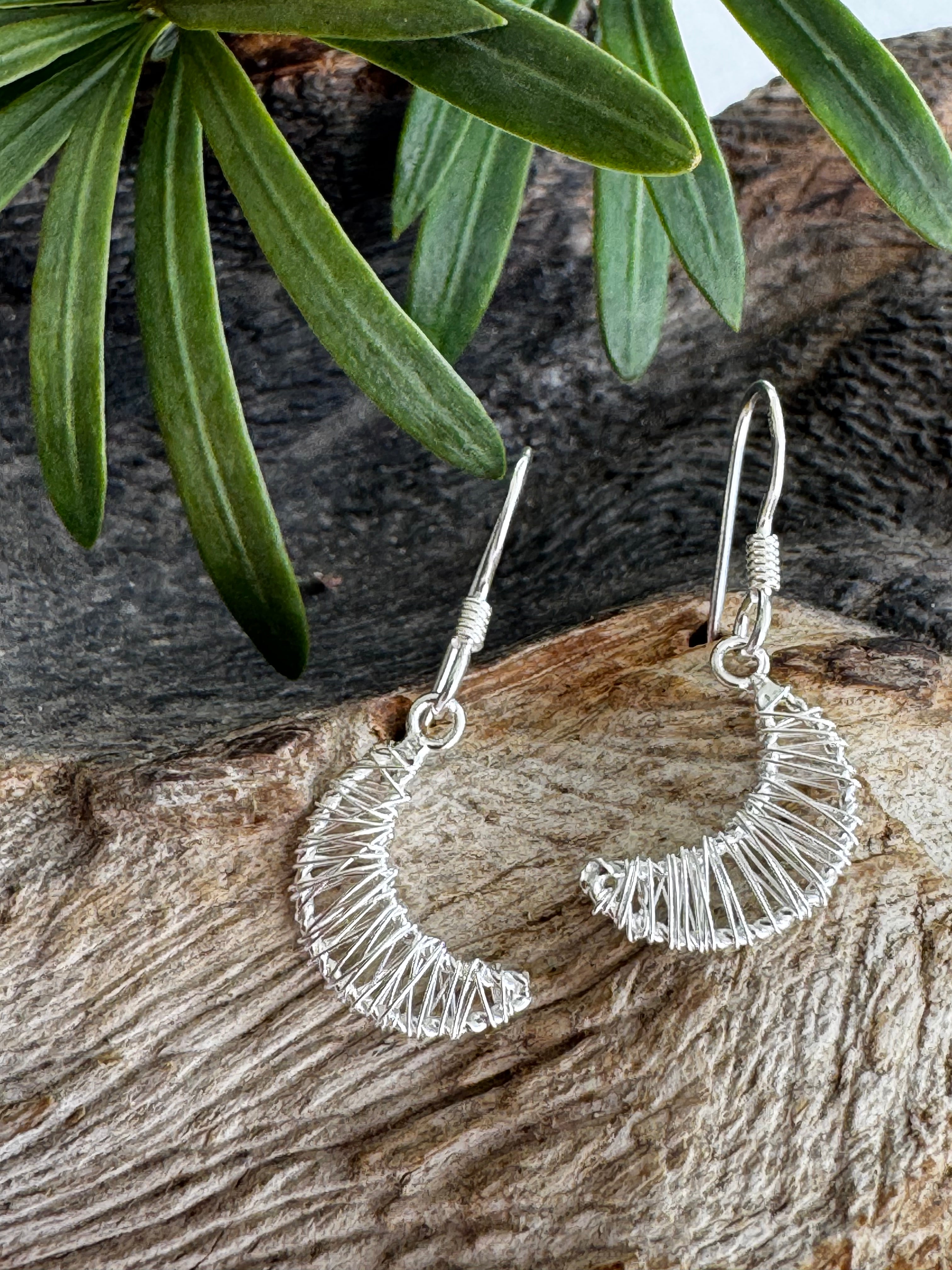 Silver Leaf Wire Earrings
